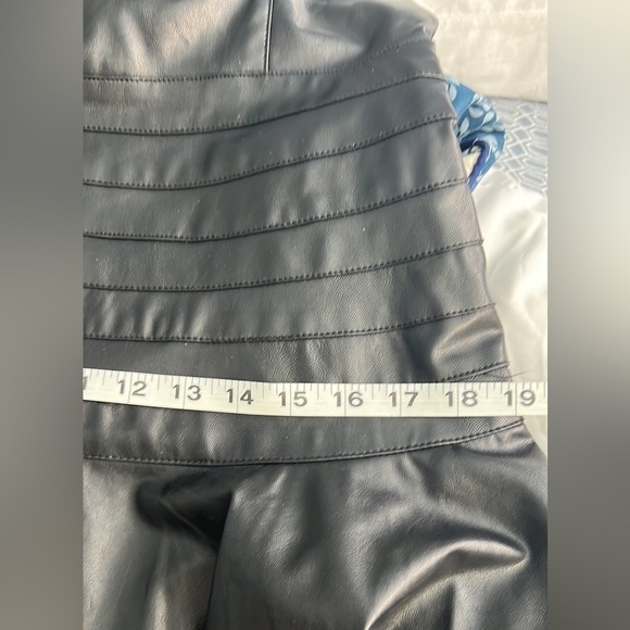 Neiman Marcus,Habitual Black Faux Leather Fit & Flare Banded Waist Dress,Size XS - Picture 11 of 14